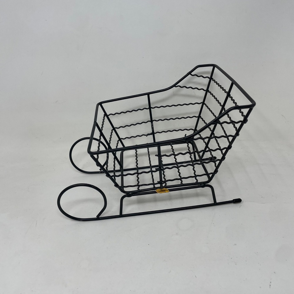 Black Metal Sleigh Basket Christmas Holiday‎ Decor Tabletop Display Centerpiece
